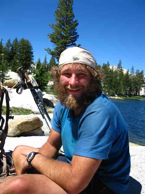 Josh Meyers at Smedberg Lake shooting pictures for Backpacker Magazine.