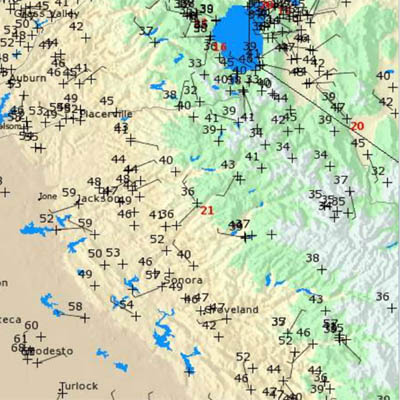 Mesowest stations in the North Sierra.