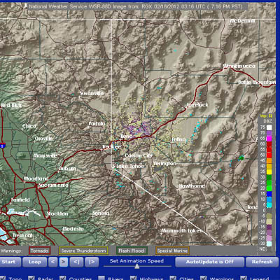 North Sierra Nevada Mountain radar.