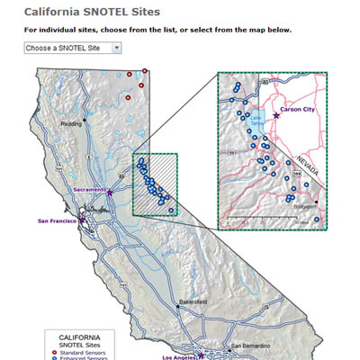 SNOTEL sites in the Sierra Nevada Mountains.